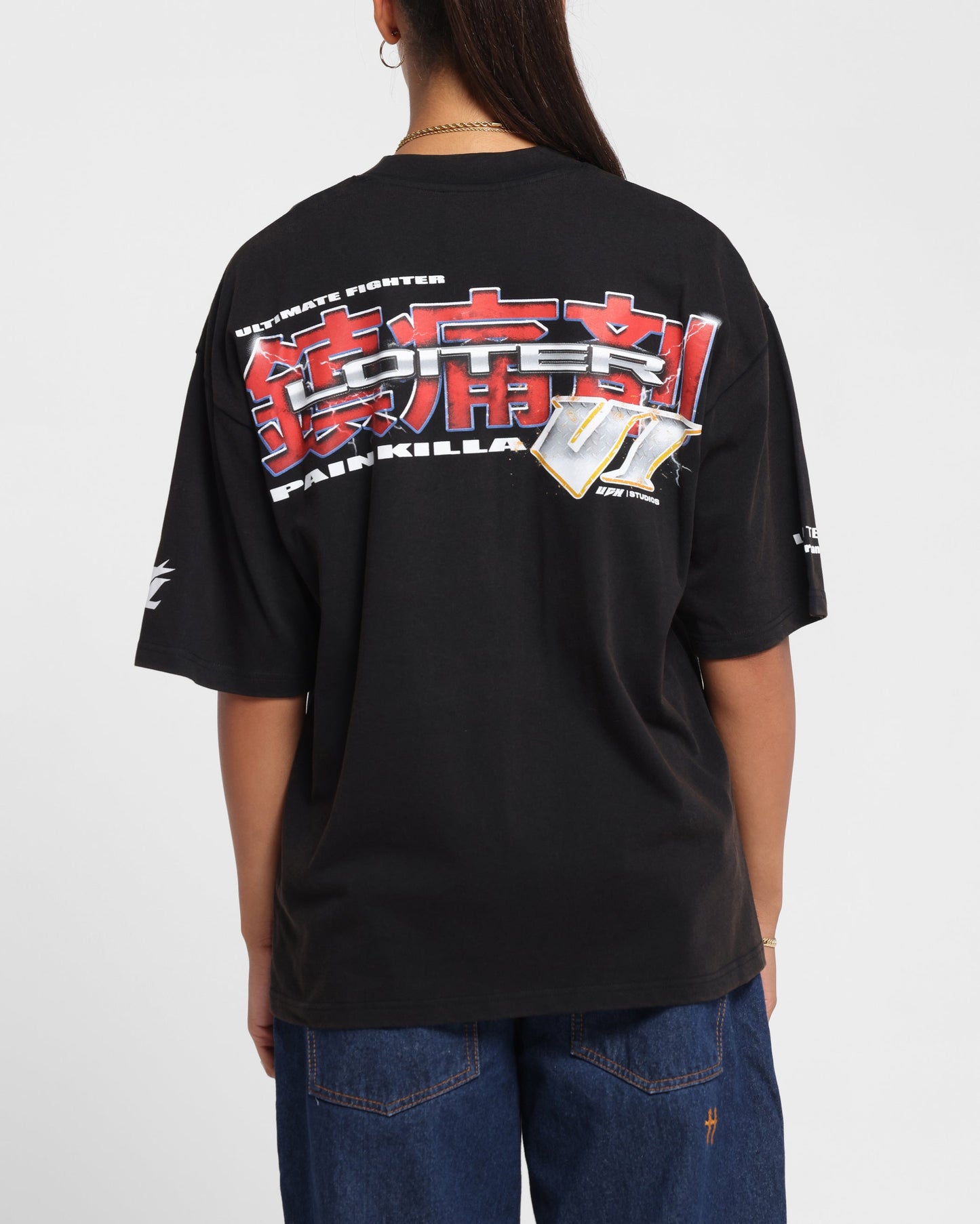 Loiter Fighter Vintage T-Shirt Vintage Black Style001