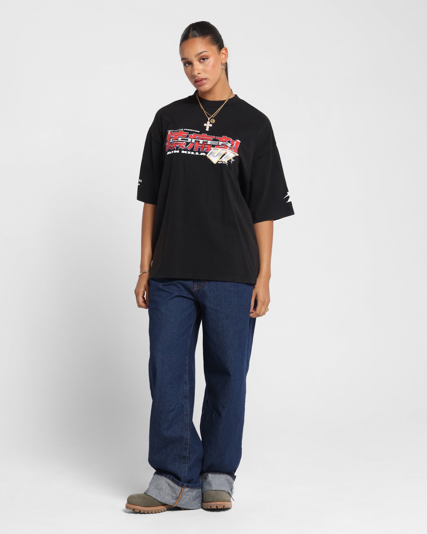 Loiter Fighter Vintage T-Shirt Vintage Black Style001