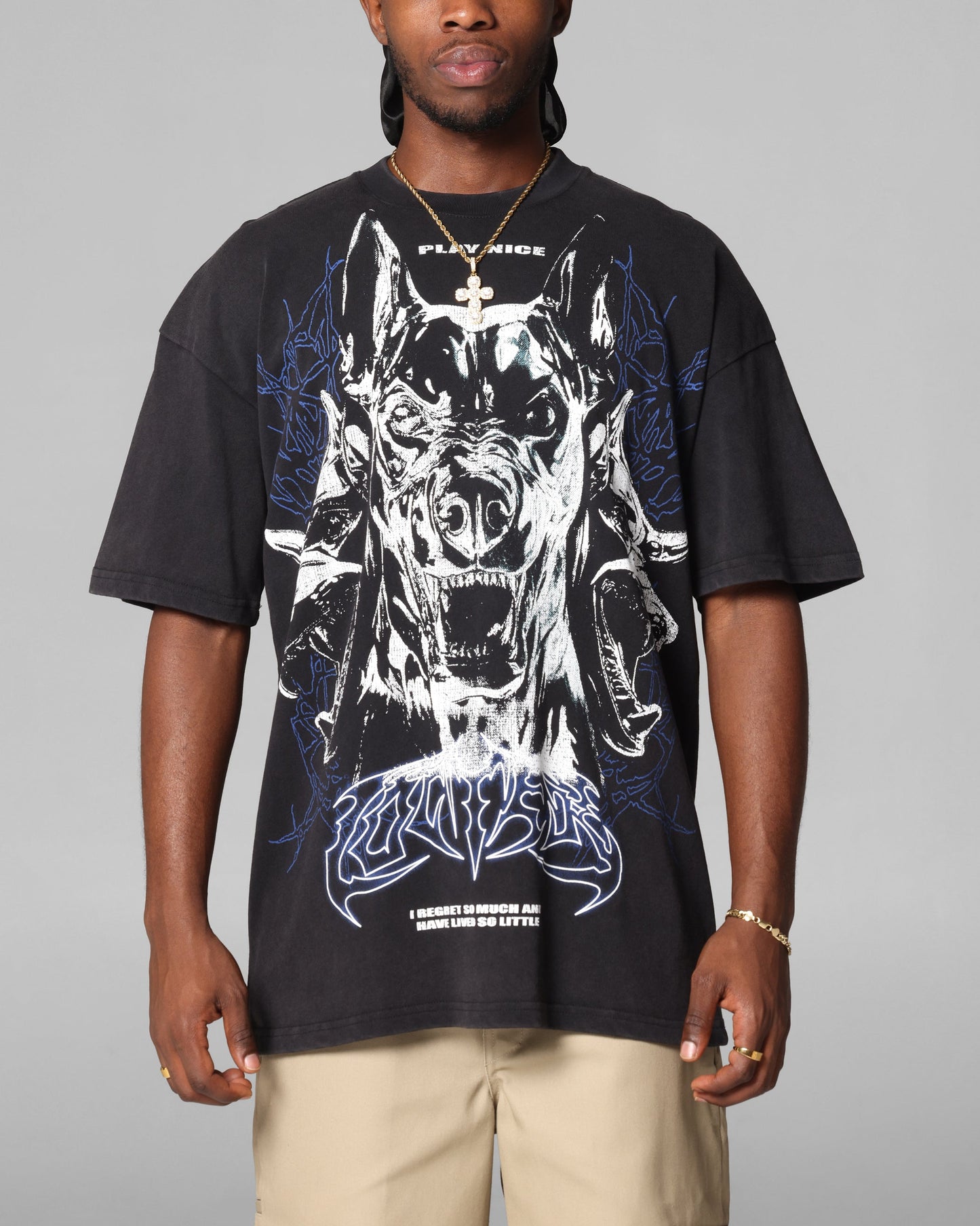 Loiter Dog Pound Vintage T-Shirt Black Acidwash