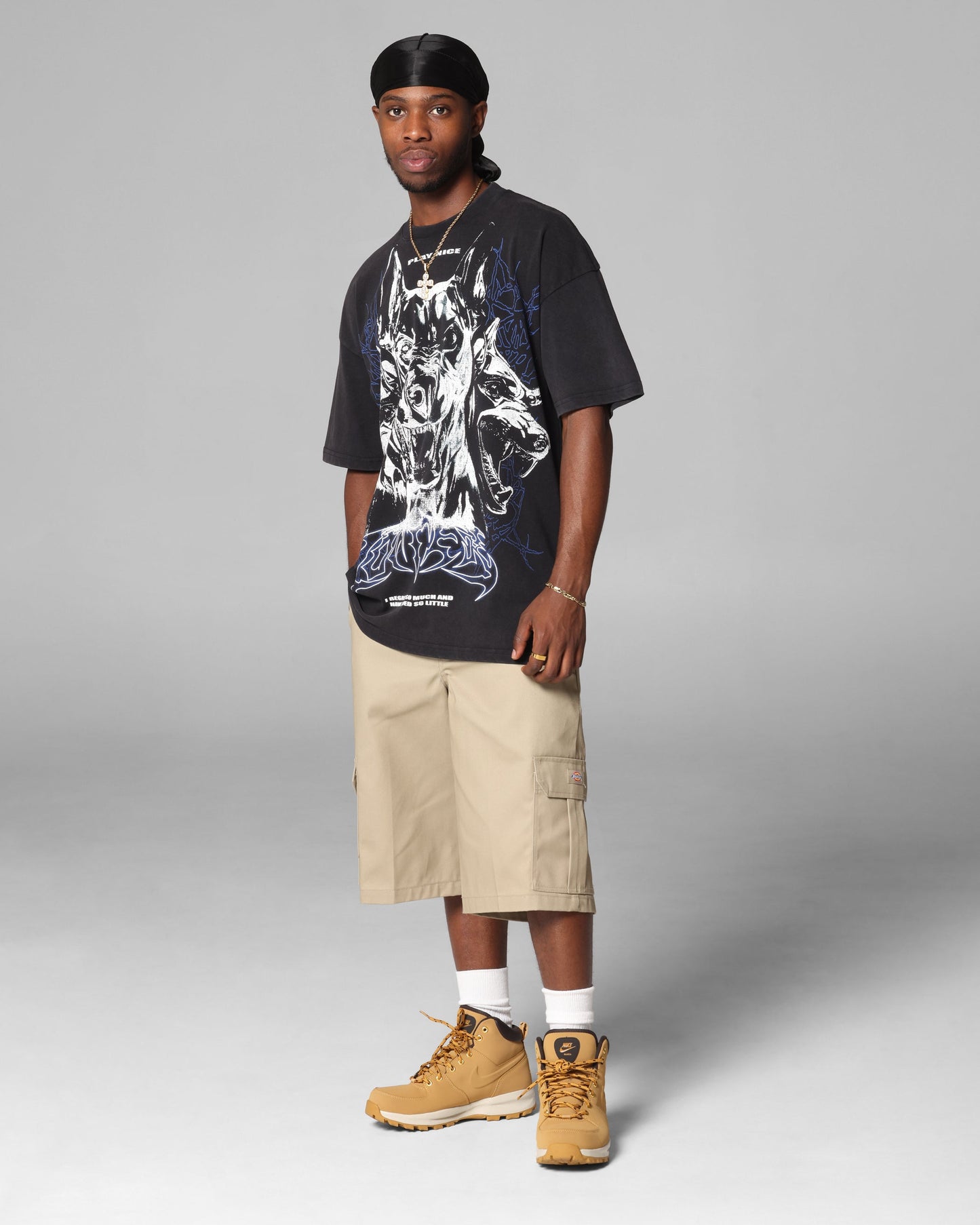 Loiter Dog Pound Vintage T-Shirt Black Acidwash