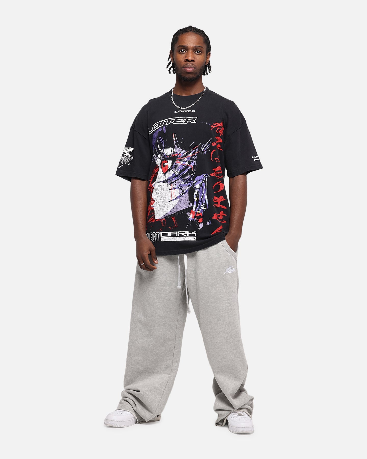 Loiter Cybernetics Vintage T-Shirt Black Acidwash