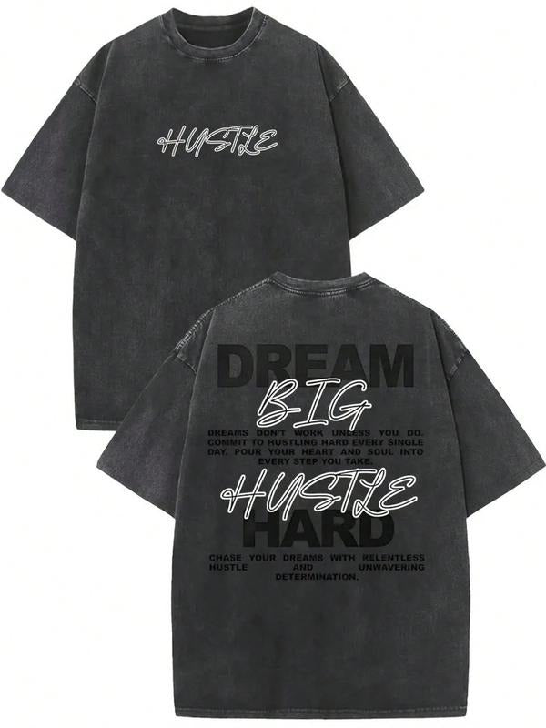 1 Piece, 230g Washed, Dream Printed T-Shirt, High-Quality Wax Printed Cotton Retro Fashion Brand T-Shirt, Suitable For...