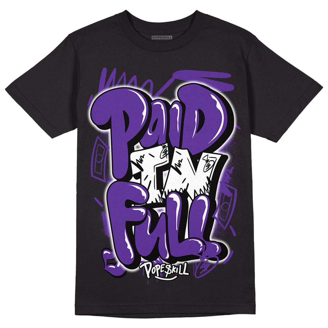 PURPLE Collection DopeSkill T-Shirt New Paid In Full Graphic