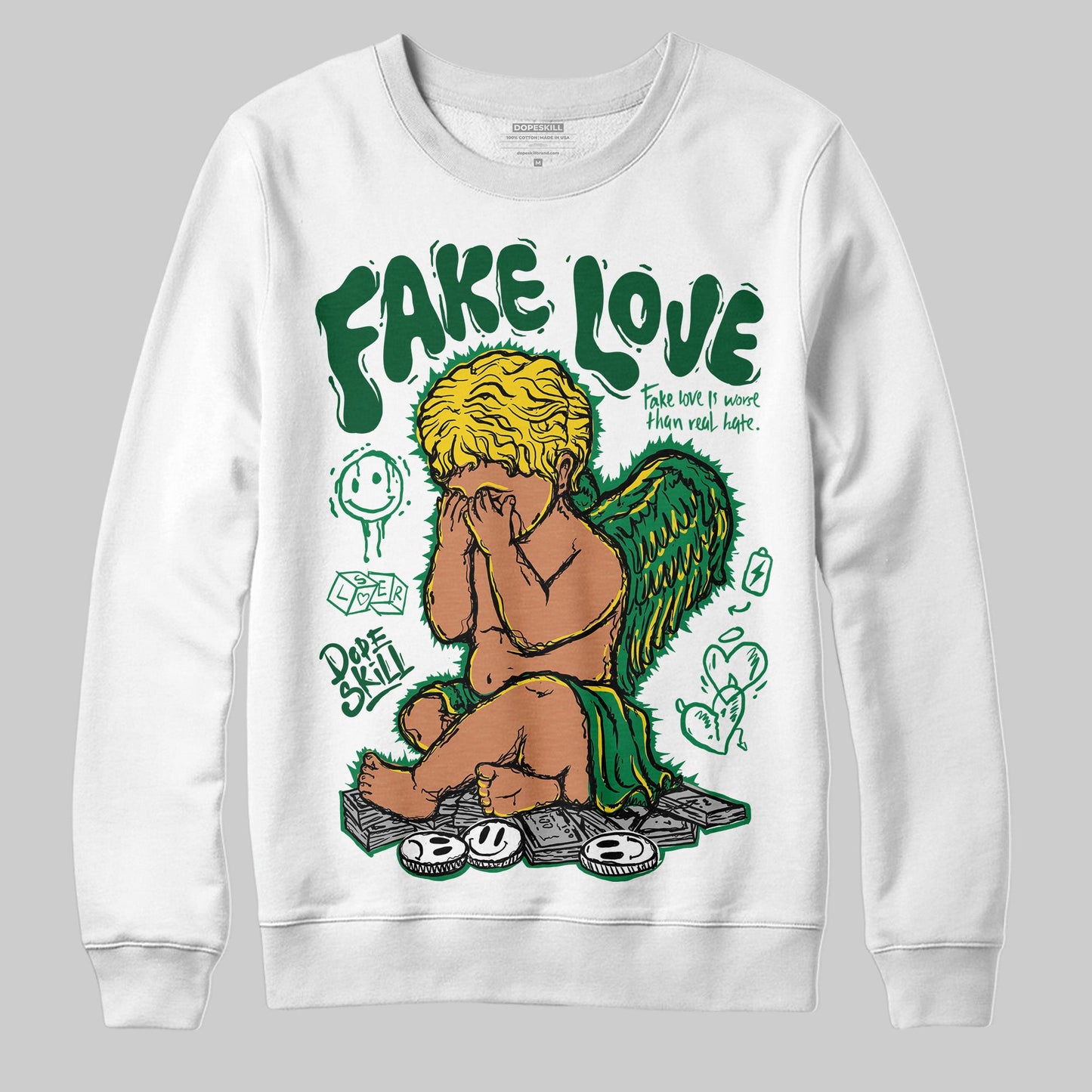 Green Collection DopeSkill Sweatshirt False Love Graphic