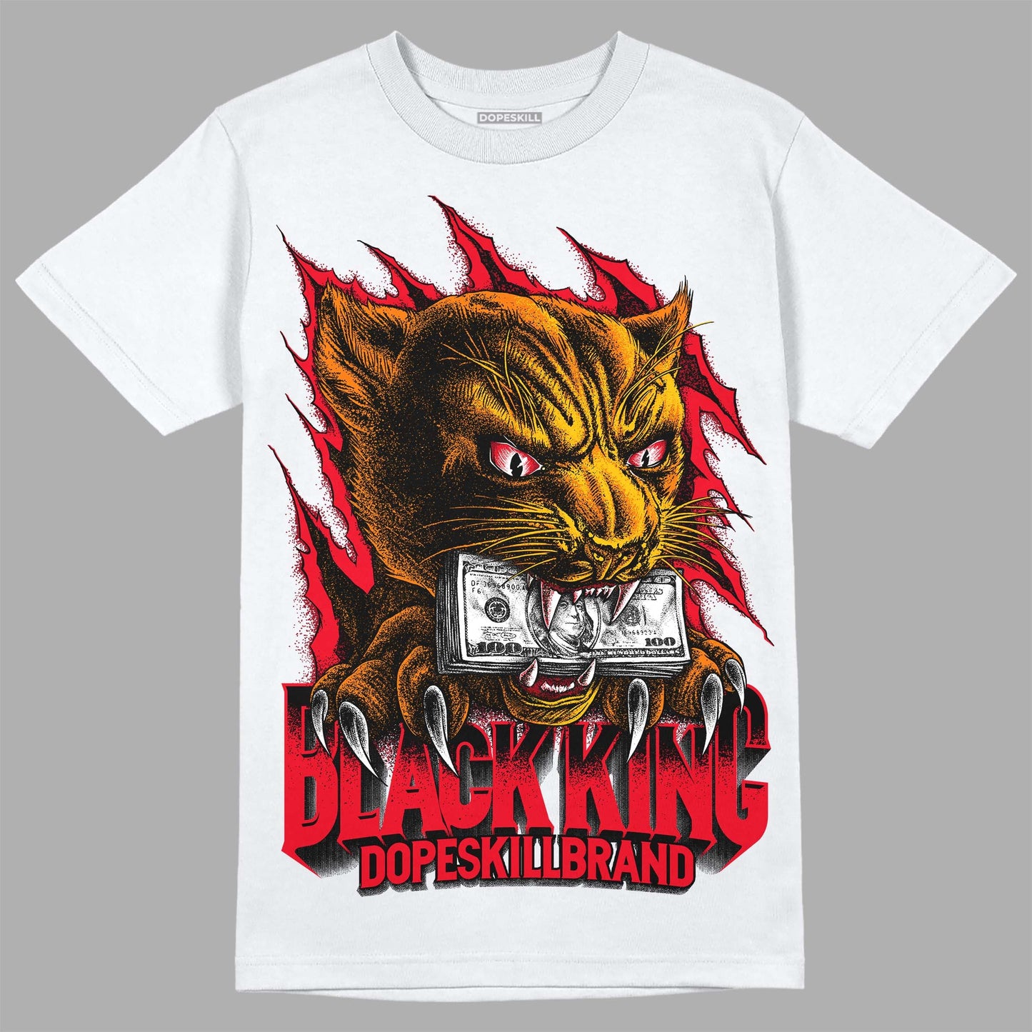 Red Thunder 4s DopeSkill T-shirt Black King Graphic