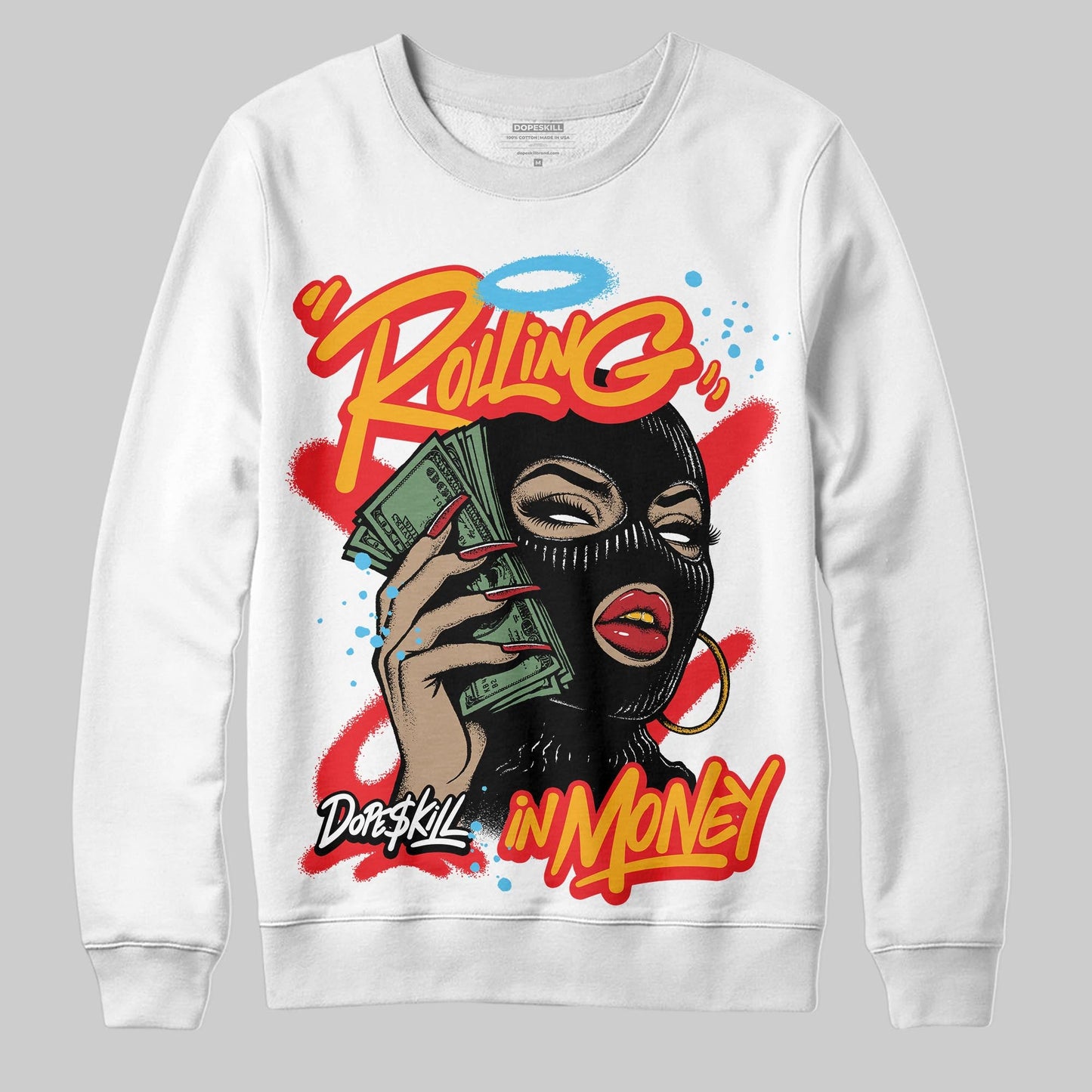 Red Collection DopeSkill Sweatshirt Rolling in Money Graphic