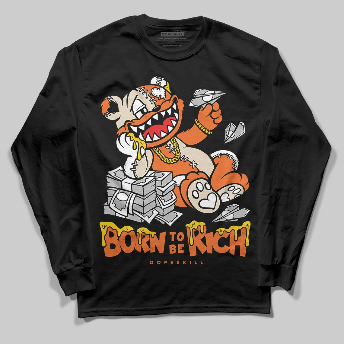 Starfish 3s DopeSkill Long Sleeve T-Shirt Born To Be Rich Graphic