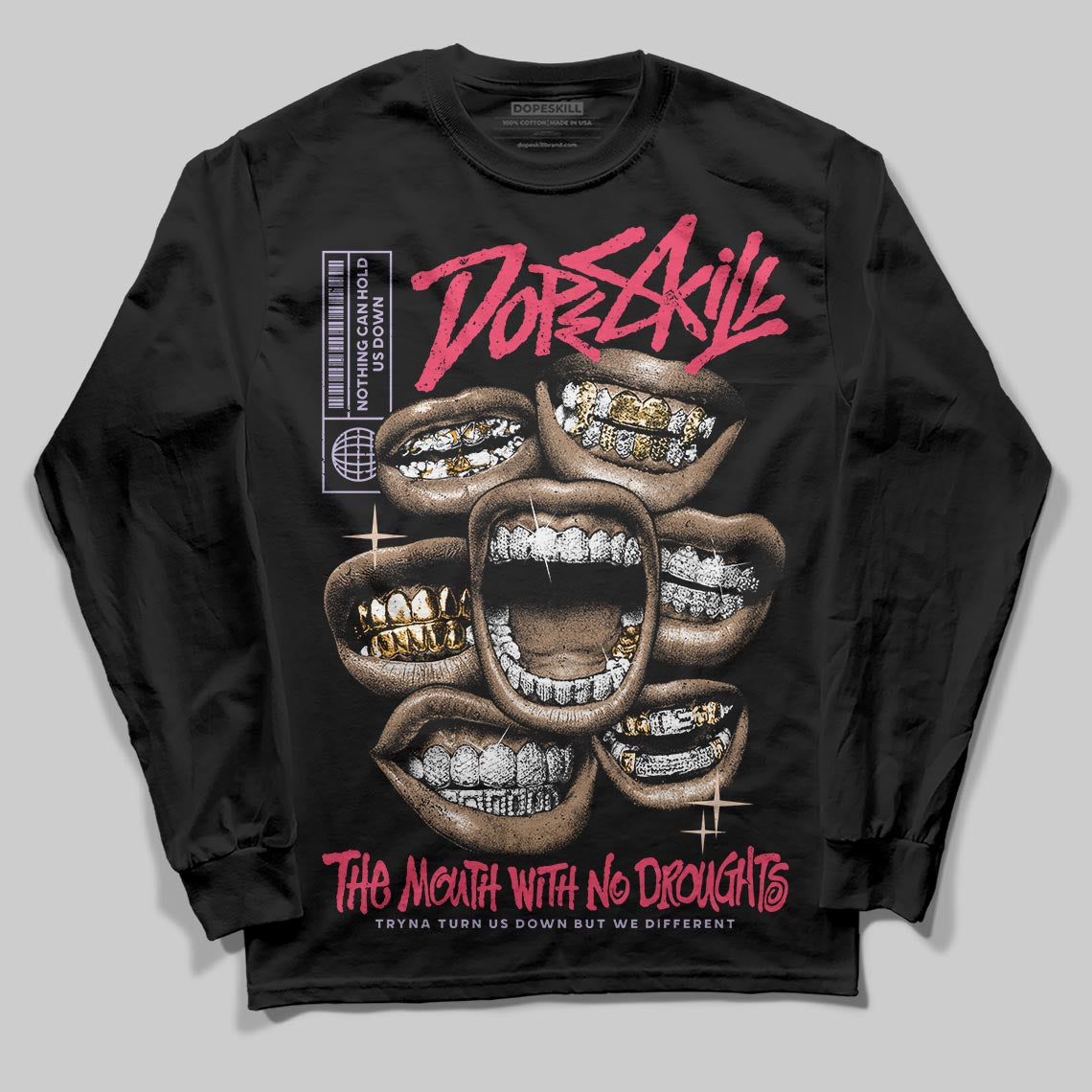 Peanut Butter Jelly 5s DopeSkill Long Sleeve T-Shirt The Mouth With No Droughts Graphic