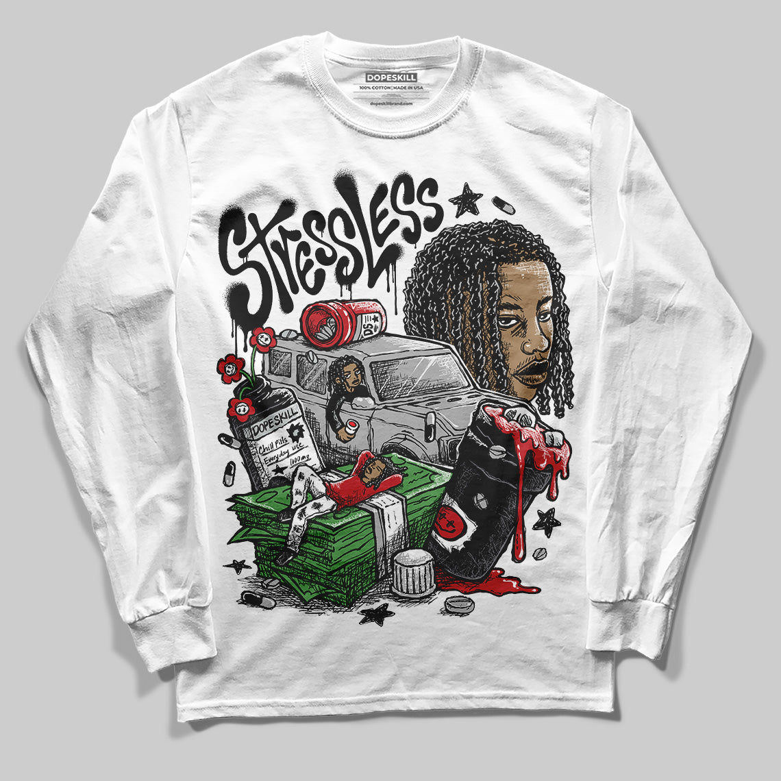 Bred Velvet 11s DopeSkill Long Sleeve T-Shirt Stressless Graphic