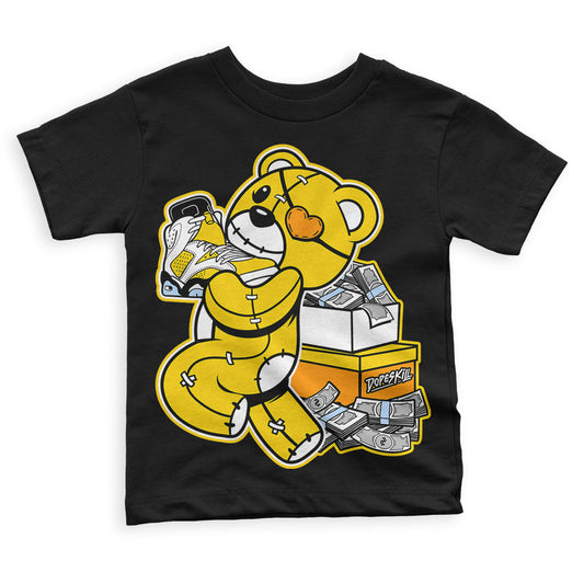 Yellow Ochre 6s DopeSkill Toddler Kids T-shirt Bear Steals Sneaker Graphic