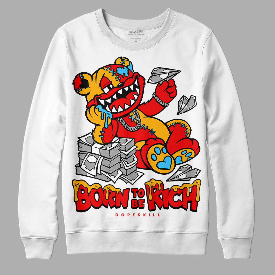 Red Collection DopeSkill Sweatshirt Born To Be Rich Graphic