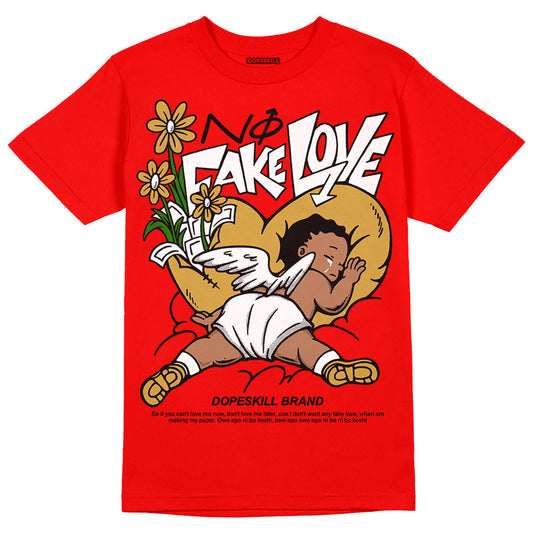 Red Collection DopeSkill Red T-shirt No Fake Love Graphic