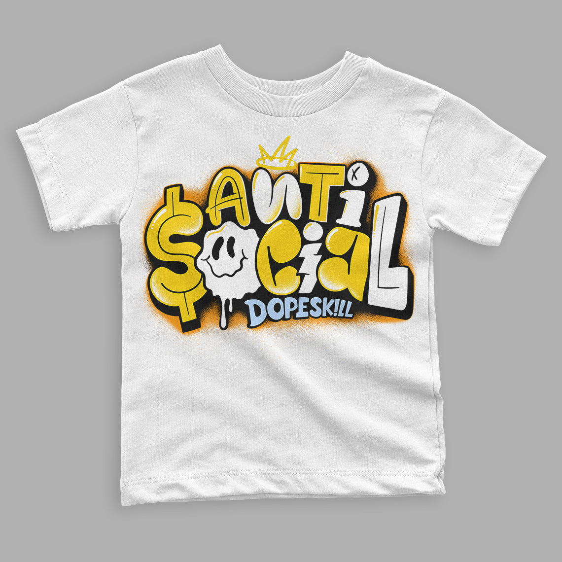 Yellow Ochre 6s DopeSkill Toddler Kids T-shirt Anti Social Graphic
