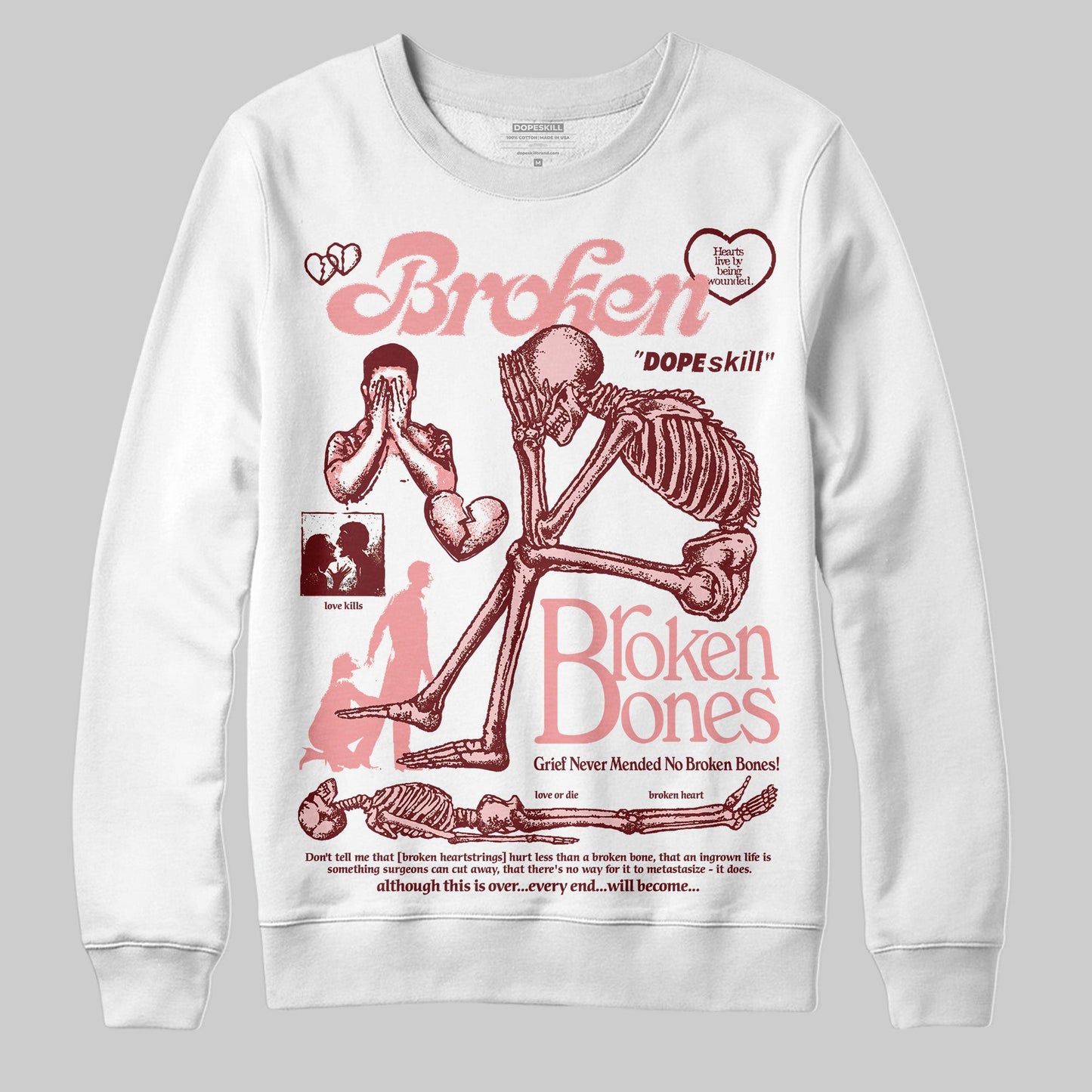 VALENTINE'S Day 3s DopeSkill Sweatshirt Broken Bones Graphic