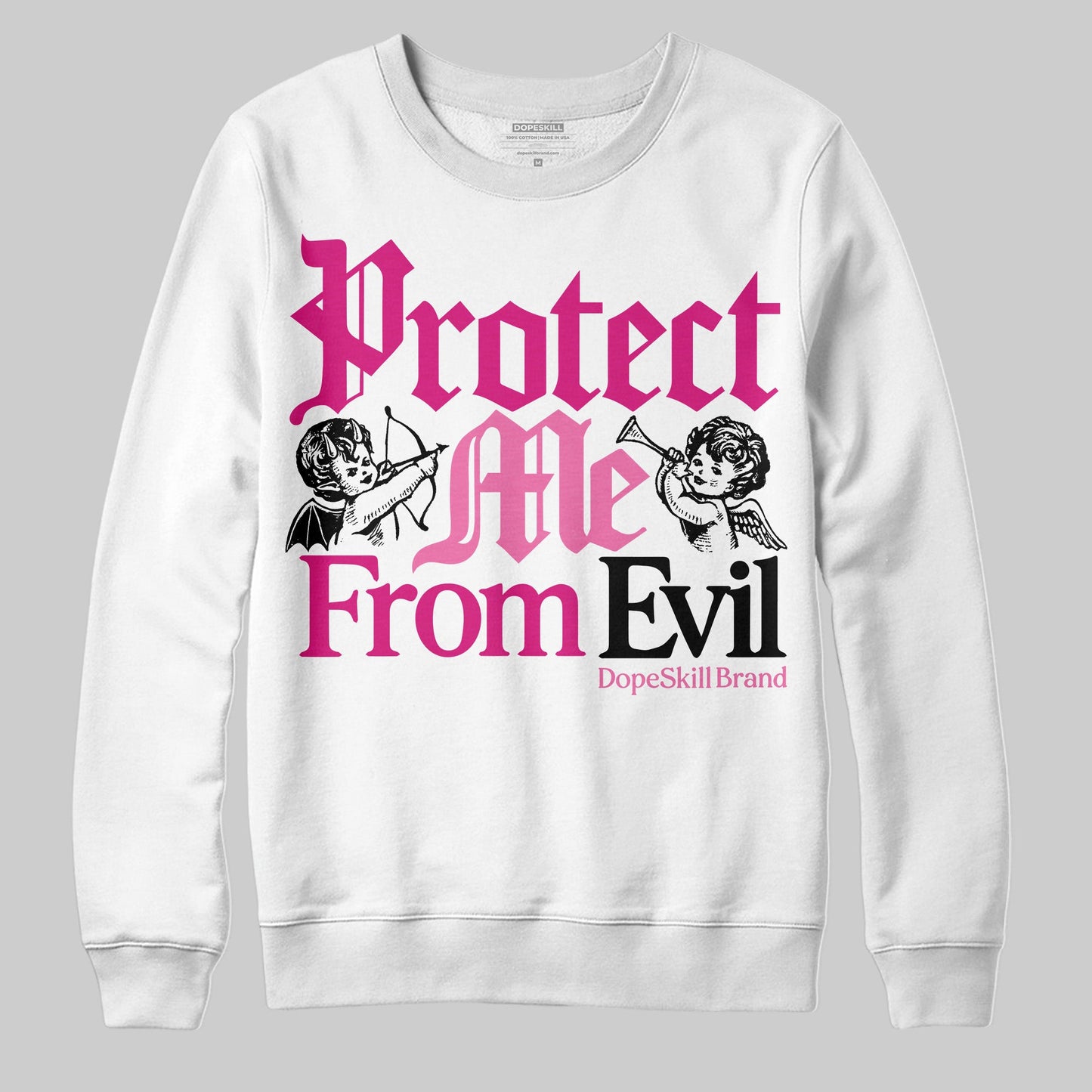 Rick RO Pink Leather Sneakers DopeSkill Sweatshirt Protect Me From Evil Graphic