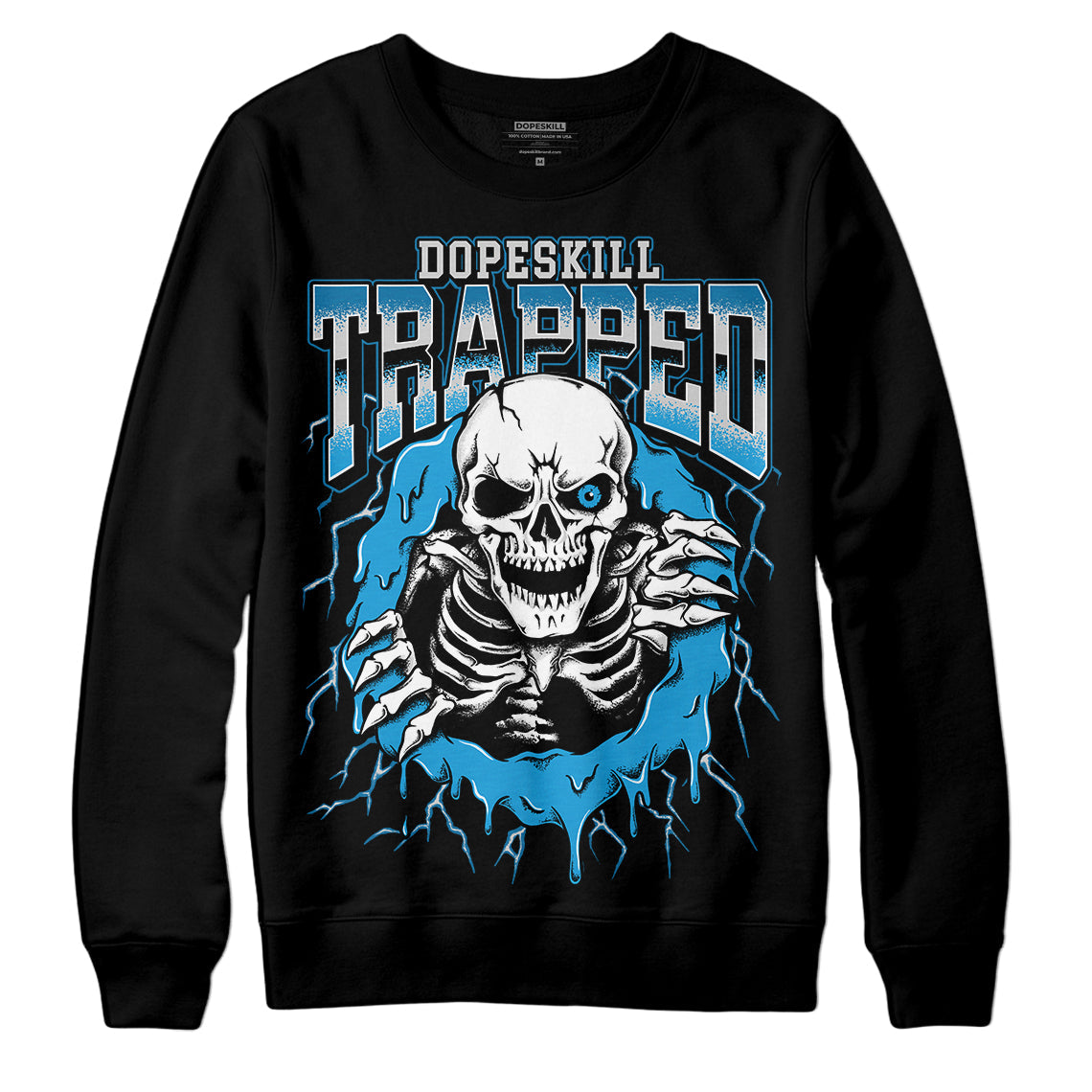 Military Blue 4s DopeSkill Sweatshirt Trapped Halloween Graphic