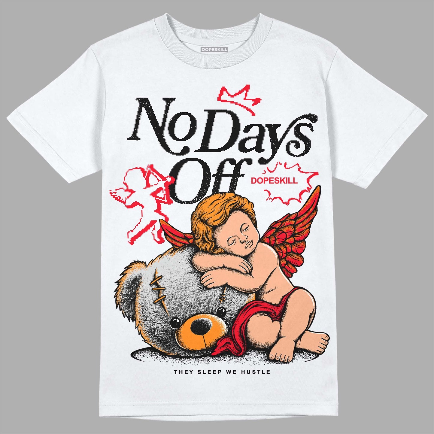 Red Thunder 4s DopeSkill T-shirt New No Days Off Graphic