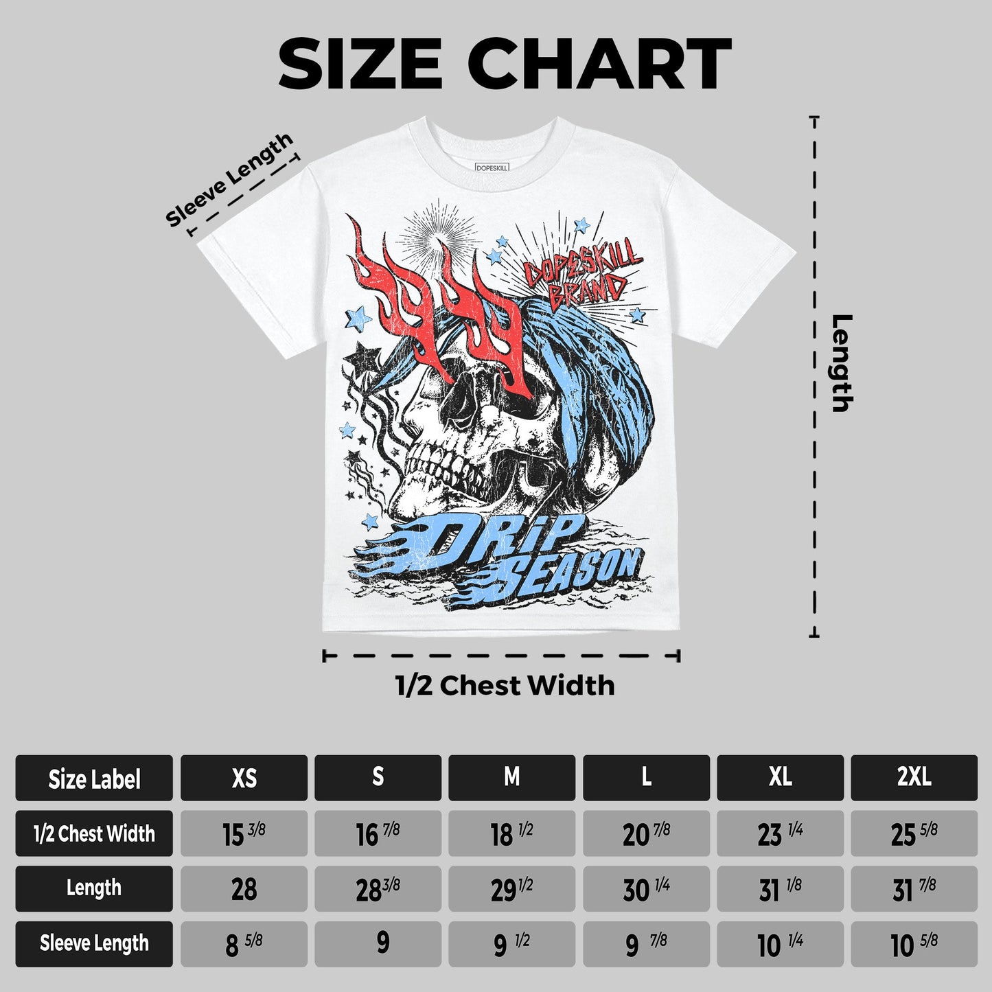 University Blue 6s DopeSkill Oversize Print T-Shirt Drip Season Graphic