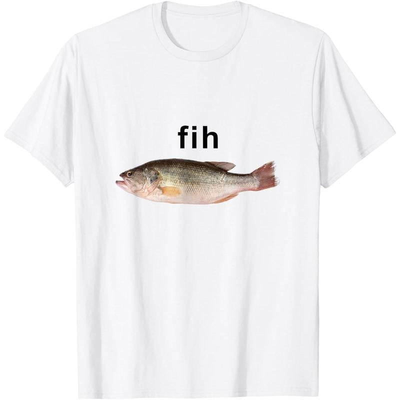 [100% Cotton] "Fih" Funny Misspelled Fish Meme, Simple Humor T-Shirt T-Shirt For Men And Women Hoodie, Sweatshirt