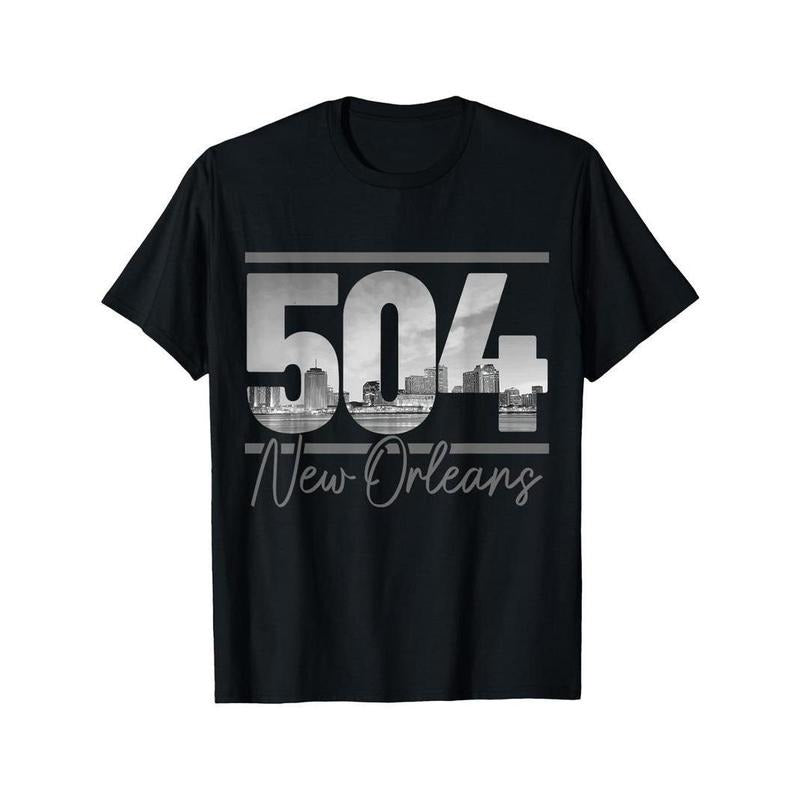 [100% Cotton] [New Orleans Vintage T-Shirt] Cotton New Orleans 504 Area Code Skyline Louisiana Vintage T-Shirt Hoodie,...