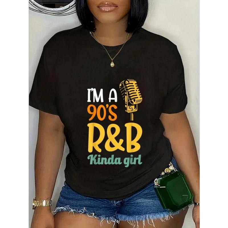 [100% Cotton] 100% Cotton Rnb Hip Hop Soul Music Clothing I'M A 90'S R&B Kinda Girl T-Shirt T-Shirt For Men And Women...