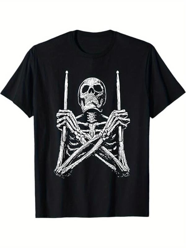 [100% Cotton] 100% Cotton Skeleton Drummer Halloween Costume T-Shirt Hoodie, Sweatshirt | HypeCrazeTee.com