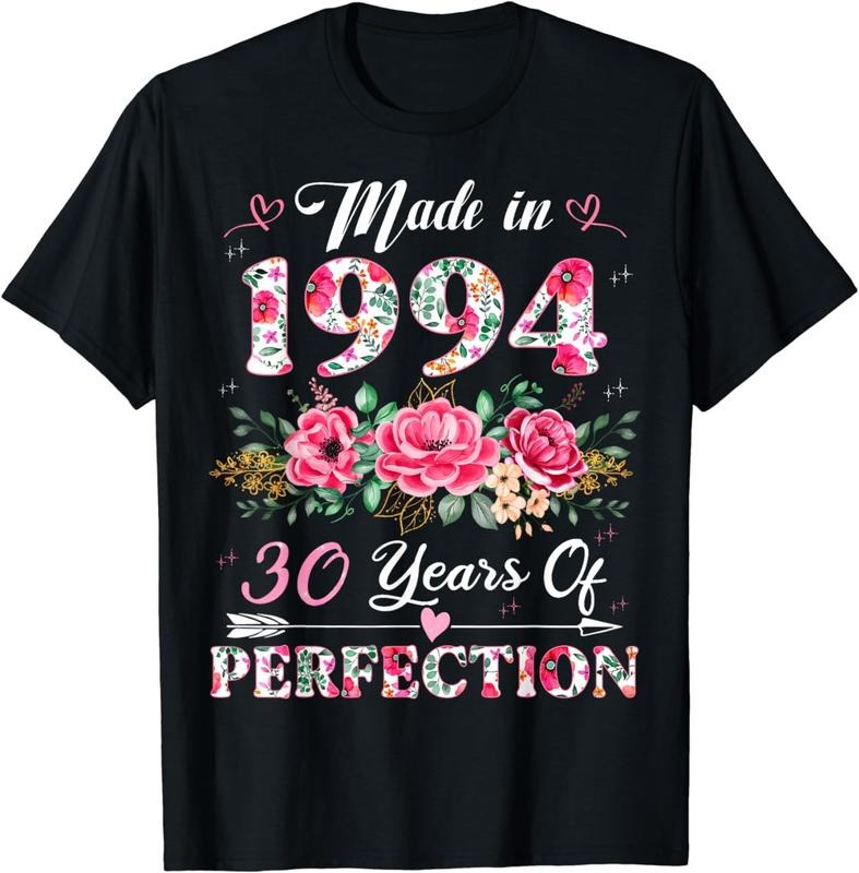 [100% Cotton] 30 Year Old Made In 1994 Floral 30th Birthday Gifts Women T-Shirt Hoodie, Sweatshirt | HypeCrazeTee.com