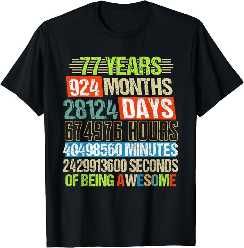 [100% Cotton] 77th Birthday Gifts Funny Countdown 77 Yrs Old Being Awesome T-Shirt Hoodie, Sweatshirt | HypeCrazeTee.com