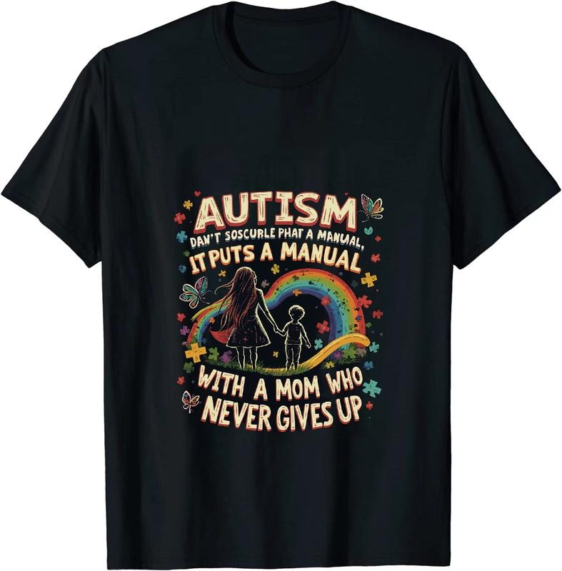 [100% Cotton] Autism Awareness Rainbow Love Mom And Child Walking Hand In Hand T-Shirt Hoodie, Sweatshirt | HypeCrazeTee.com