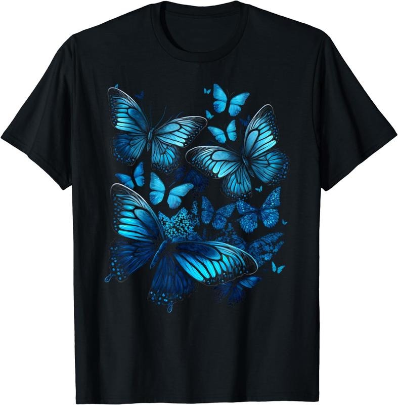 [100% Cotton] Butterflies Summer Funny Butterfly Print Black T-Shirts, Hoodie, Sweatshirt