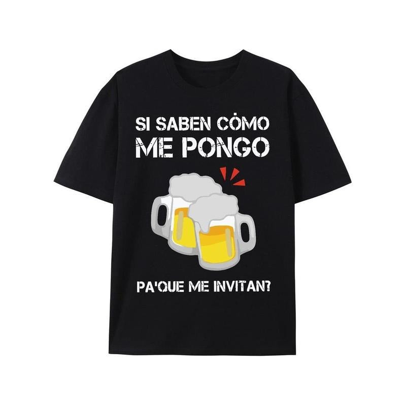 [100% Cotton] Beer If She Know What I Wear Spanish Humor Shirt for Drink Lovers Gift Tops Cotton Soft Hoodie, Sweatshirt