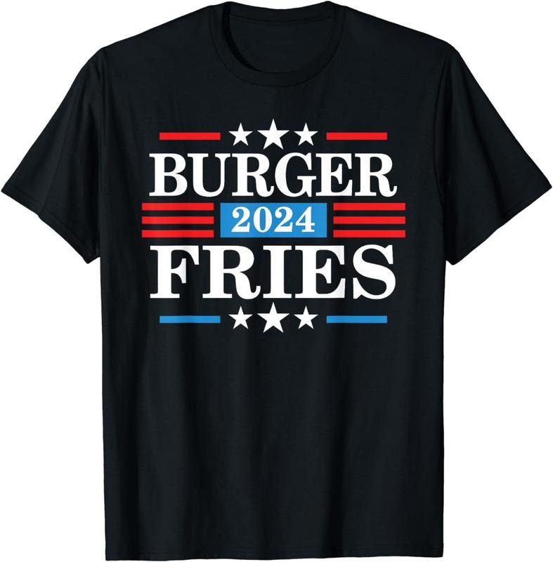[100% Cotton] Burger Fries 2024 - Funny Presidency Election T-Shirt Hoodie, Sweatshirt | HypeCrazeTee.com