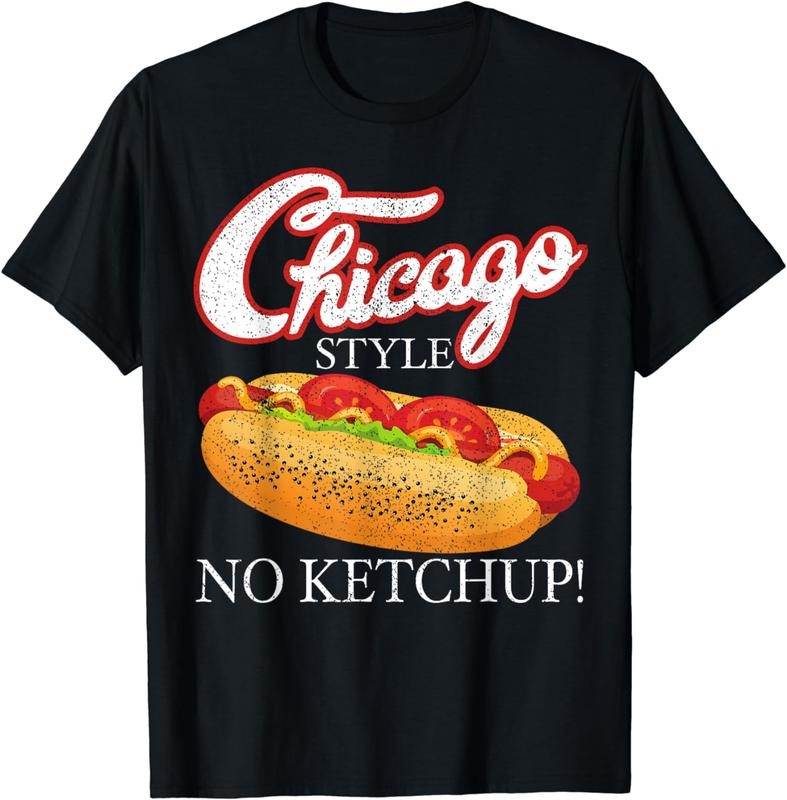 [100% Cotton] Chicago Hot Dog Summer Style 4th Of July No Ketchup Gift T-Shirt Hoodie, Sweatshirt | HypeCrazeTee.com