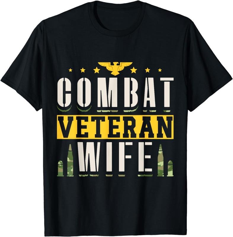 [100% Cotton] Combat Veteran Wife Veteran's Day Veterans Combat Veteran T-Shirt Hoodie, Sweatshirt | HypeCrazeTee.com