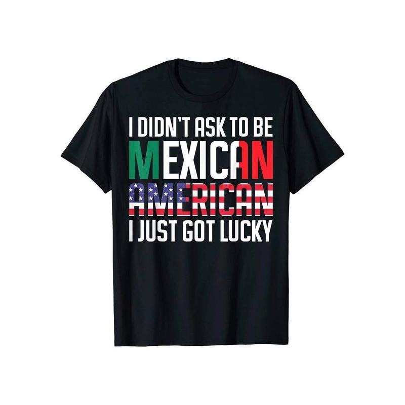 [100% Cotton] Cotton Crew Neck T-Shirt with Mexican American Pride Graphic