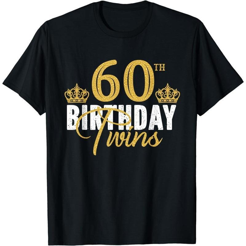 [100% Cotton] Cotton Short Sleeve 60th Birthday Twins 60 Years Old Twin Brother And Sister T-Shirt for Men Women Hoodie,...