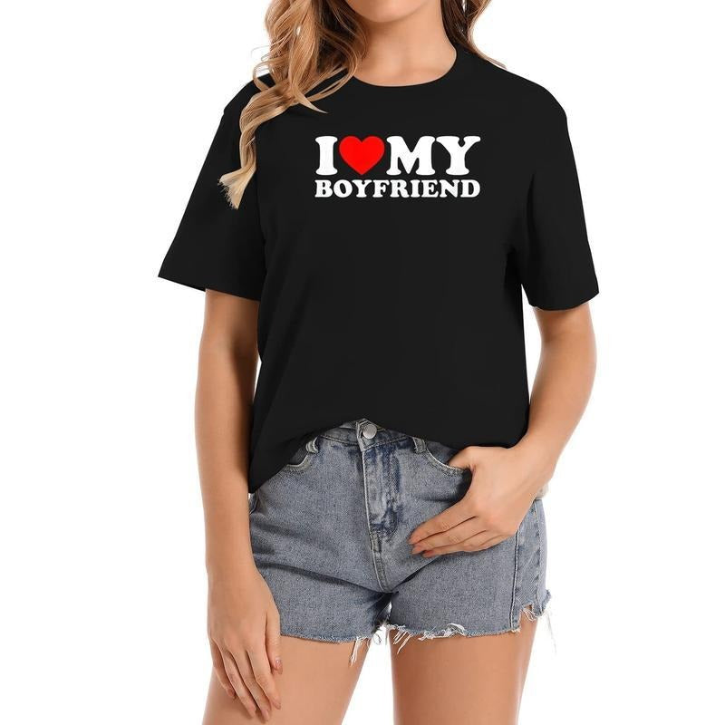[100% Cotton] Cotton Short Sleeve I Love My Boyfriend Shirt I Heart My Boyfriend Shirt Bf T-Shirt for Men Women Hoodie,...