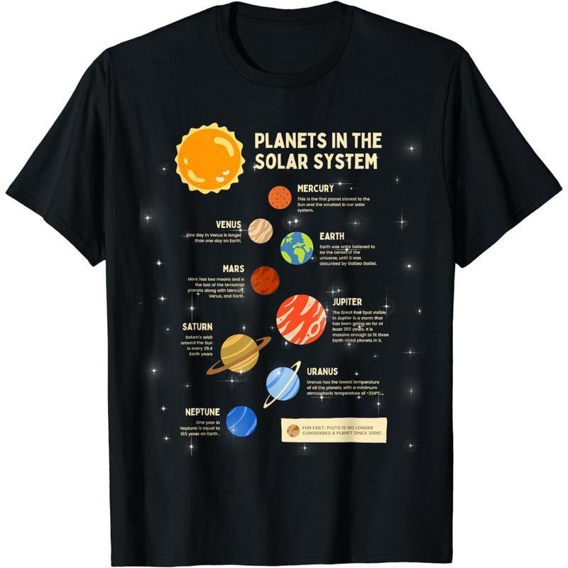 [100% Cotton] Cotton Short Sleeve Planets Solar System Outer Space Science Boys Girls Kids T-Shirt for Men Women Hoodie,...