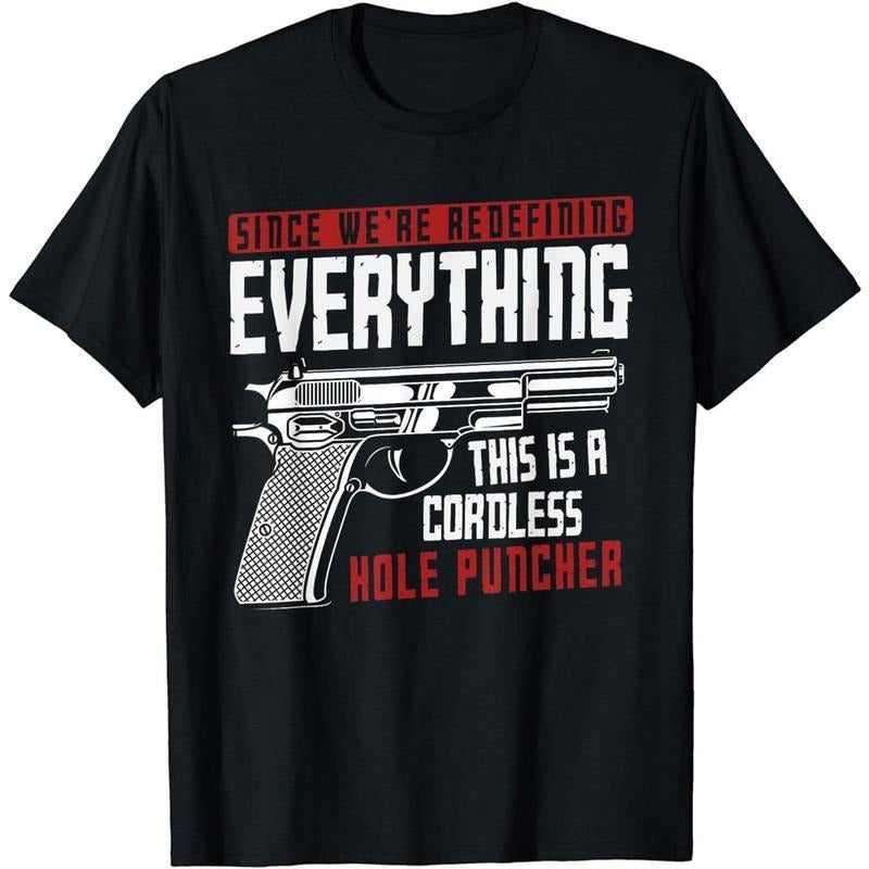 [100% Cotton] Cotton Short Sleeve We're Redefining Everything This Is A Cordless Hole Puncher T-Shirt for Men Women...