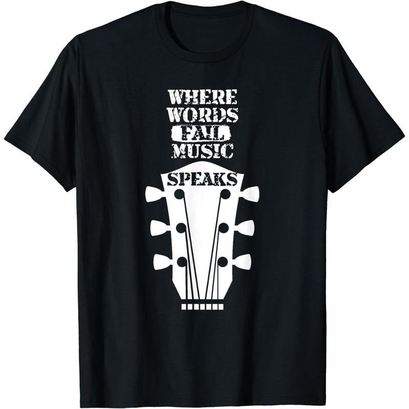[100% Cotton] Cotton Short Sleeve Where Words Fail Music Speaks T-Shirt T-Shirt for Men Women Hoodie, Sweatshirt