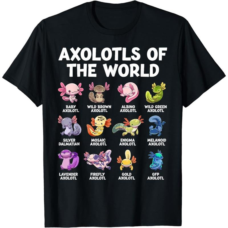 [100% Cotton] Cute Axolotl Variety T-Shirt Featuring 12 Unique Colorful Designs . Hoodie, Sweatshirt | HypeCrazeTee.com