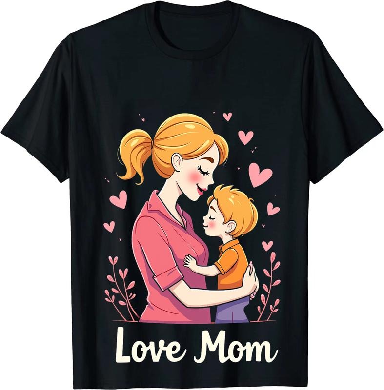 [100% Cotton] Cute Mom And Child Hugging With Hearts Love Mom T-Shirt Hoodie, Sweatshirt | HypeCrazeTee.com