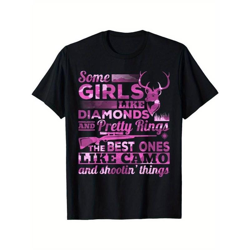 [100% Cotton] Deer Hunting Hunt Some Girls like Diamonds and Pretty Rings T-Shirt Summer Hoodie, Sweatshirt