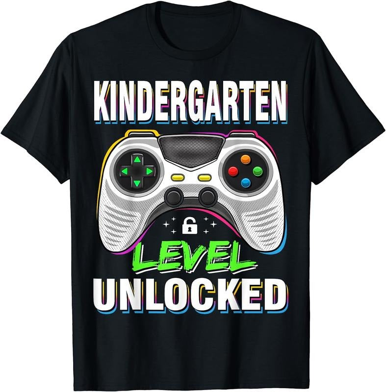 [100% Cotton] First Day of Kindergarten Level Unlocked Back To School T-Shirt Hoodie, Sweatshirt | HypeCrazeTee.com
