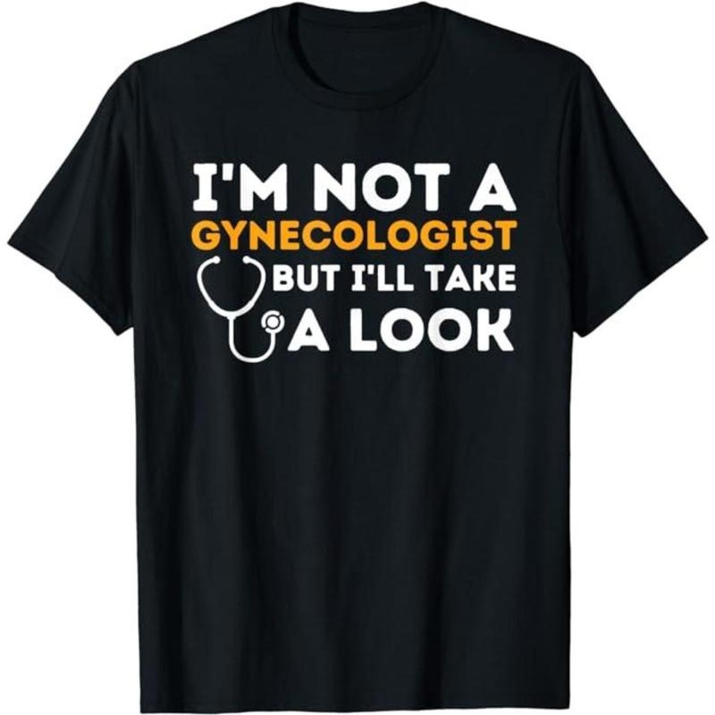 [100% Cotton] Funny Dark Humor Shirts For Men, I'm Not A Gynecologist But I'll Take A Look - Adult Humor T-Shirt Menswear...