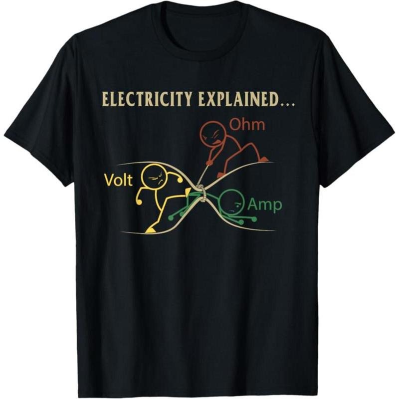 [100% Cotton] Funny Electricity explained Gift T-Shirt Unisex short sleeved T-shirt  Golf Gift T-Shirt For Men and Women...