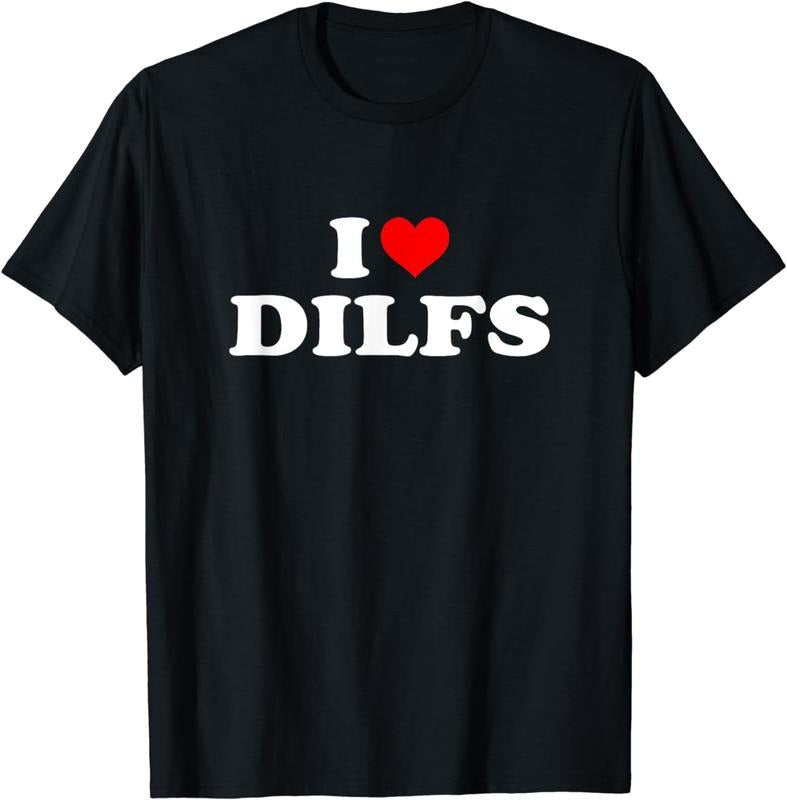 [100% Cotton] Funny I Love DILFs I heart DILFs Red Heart Cool T-Shirt Hoodie, Sweatshirt | HypeCrazeTee.com