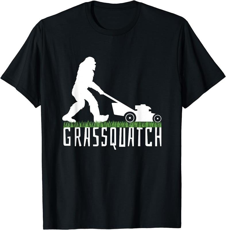 [100% Cotton] Funny Lawn Mowing Shirt Grassquatch Bigfoot Lawn Mower T-Shirt Hoodie, Sweatshirt | HypeCrazeTee.com