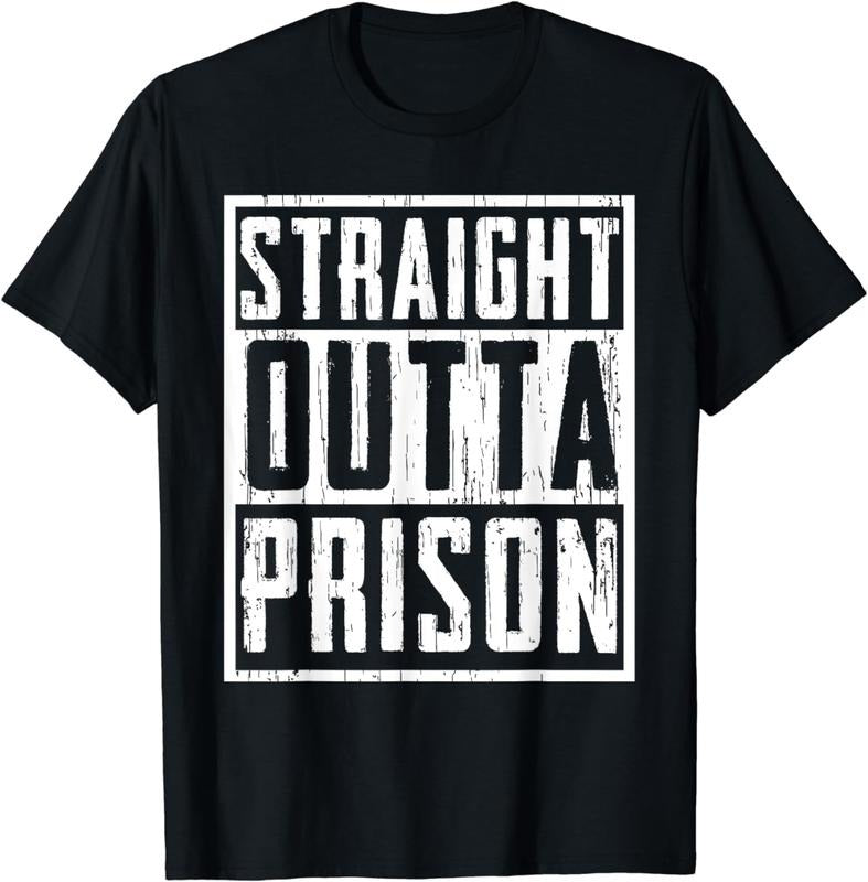 [100% Cotton] Funny Straight Outta Prison Gift For Men Women Cool Prisoner T-Shirt Hoodie, Sweatshirt | HypeCrazeTee.com