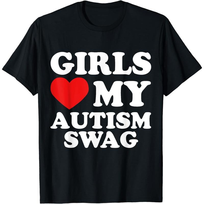 [100% Cotton] Girls Love My Autism Swag T-Shirt For Bold Confidence And Pride. Golf Gift T-Shirt For Men and Women...